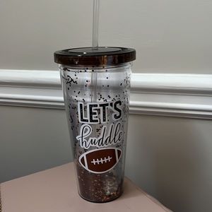 Glitter filled Football tumbler